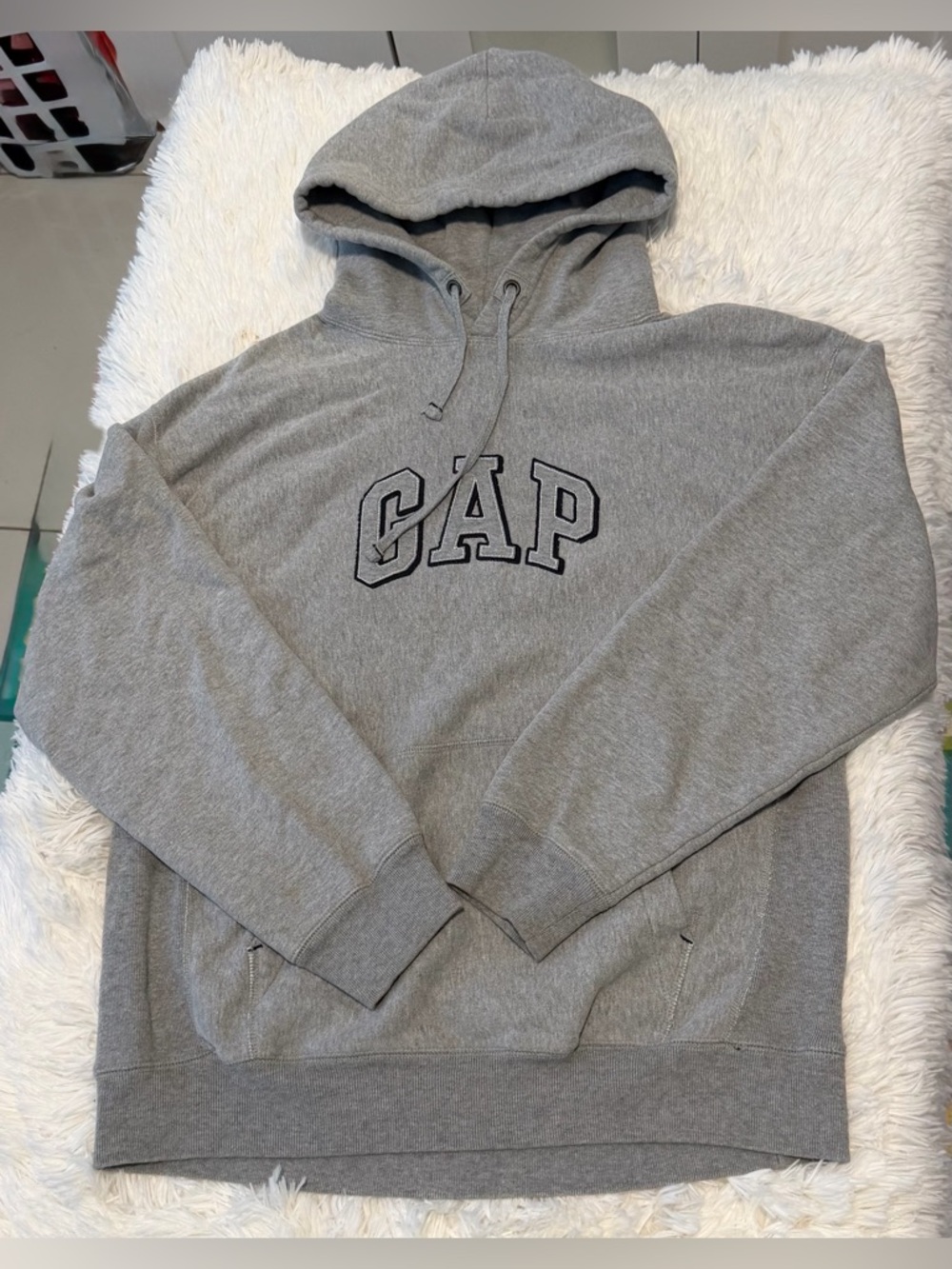 GAP Heather Gray Pullover Hoodie with Embroidered Logo